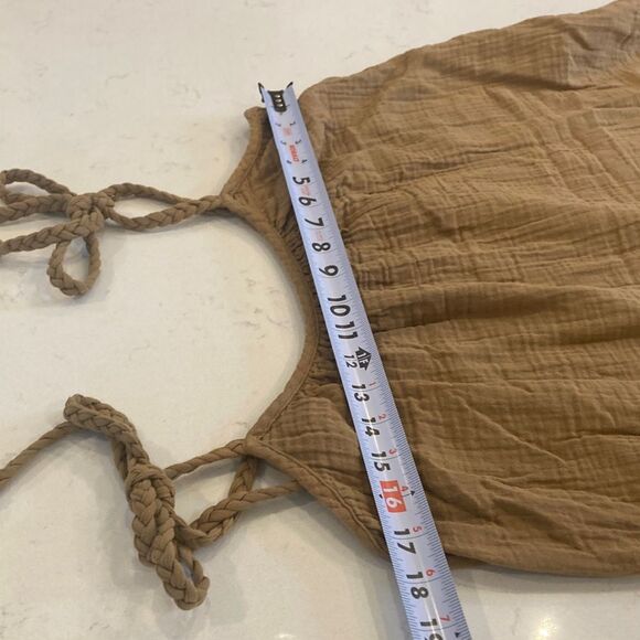 Xirena Cotton Gauze Brown Trapeze Tie Strap maxi Dress with Pockets M - Picture 9 of 11